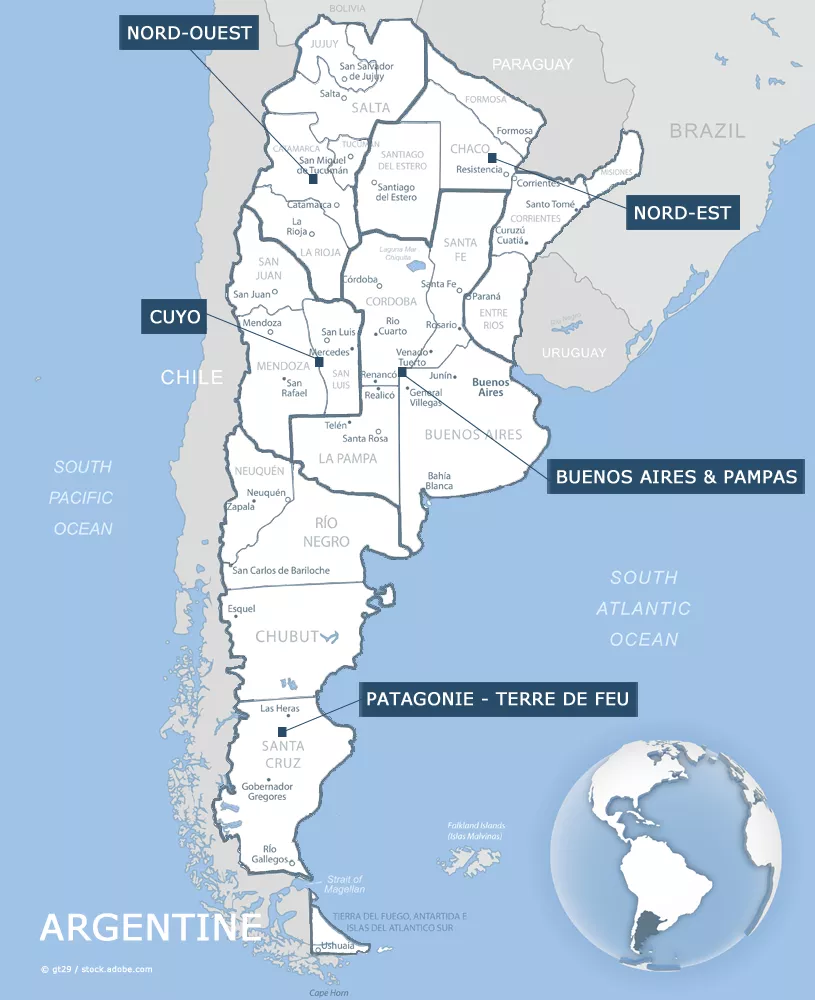 Cartes des régions d'Argentine